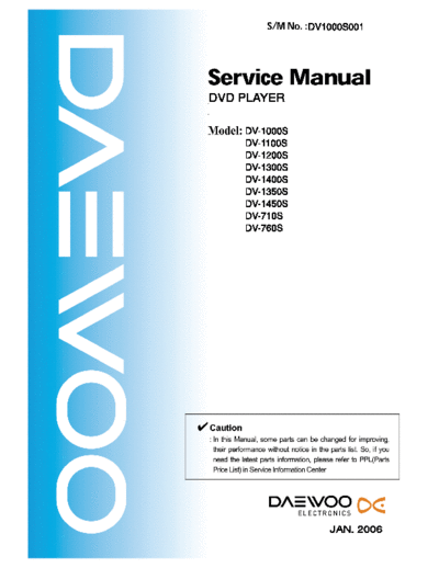 DV-1000S & 1100S & 1200S & 1300S & 1400S & 1350S & 1450S & 710S & 760S