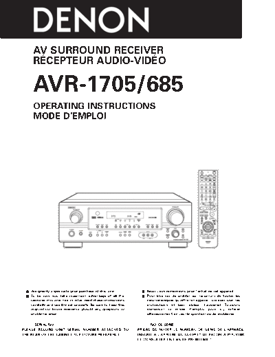 Инструкция AVR-1705 & 685