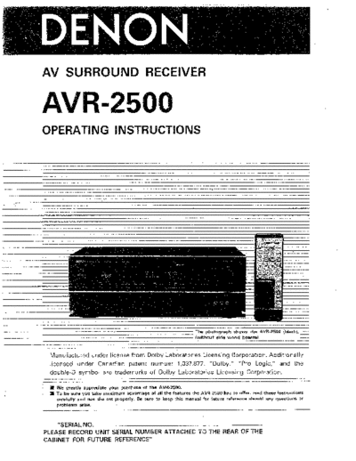 Инструкция AVR-2500