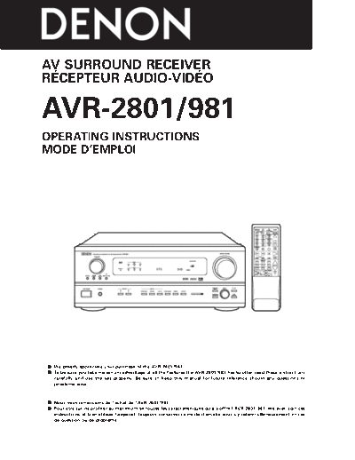 Инструкция AVR-2801 & 981