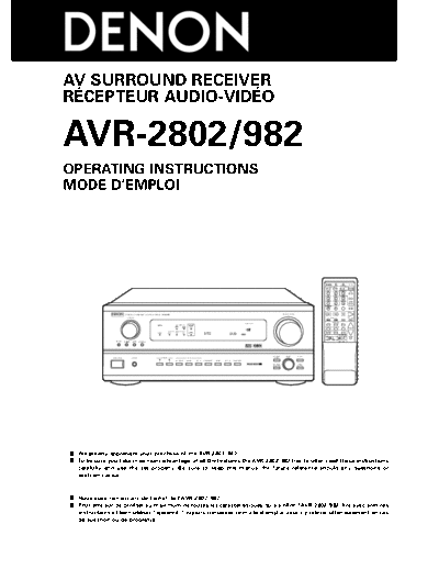 Инструкция 2 AVR-2802 & 982