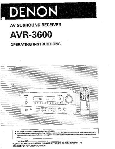 Инструкция AVR-3600