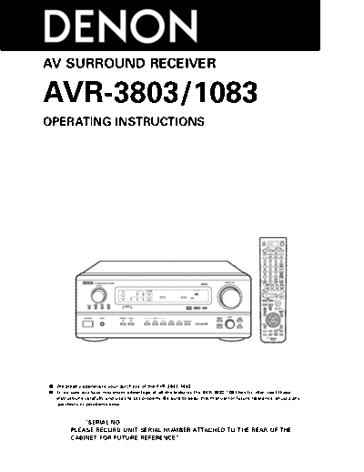 Инструкция AVR-3803 & 1083