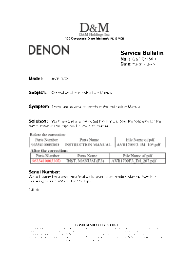 Service Bulletin OST-C1456-1