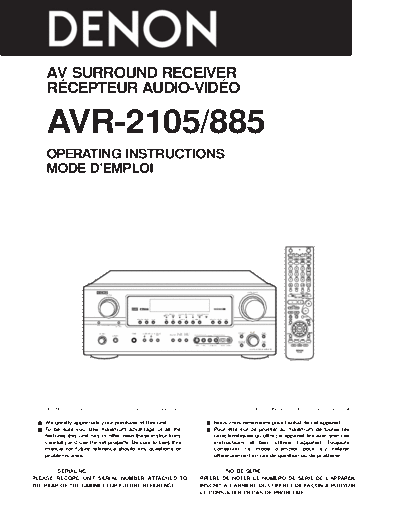 Инструкция AVR-2105 & 885