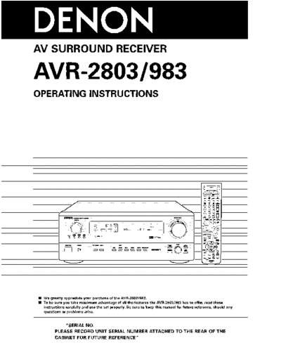 Инструкция 2 AVR-2803 & 983