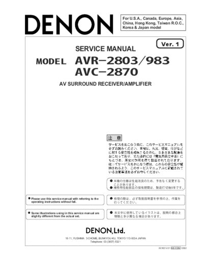 Схема AVR-2803 & 983 & AVC-2870 Ver. 1