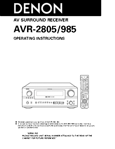 Инструкция 2 AVR-2805 & 985
