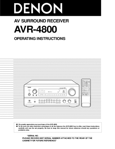 Инструкция AVR-4800