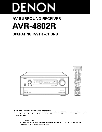 Инструкция AVR-4802R