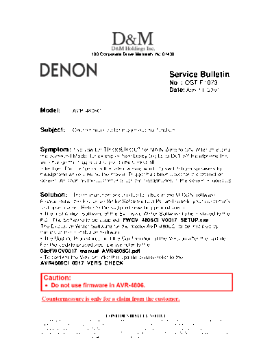 Service Bulletin OST-F1073