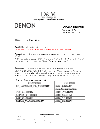 Service Bulletin DZ10-174