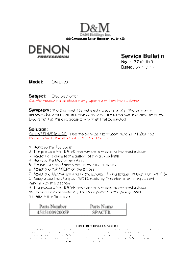 Service Bulletin PZ10-010