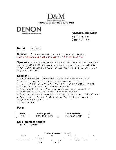 Service Bulletin PZ10-001
