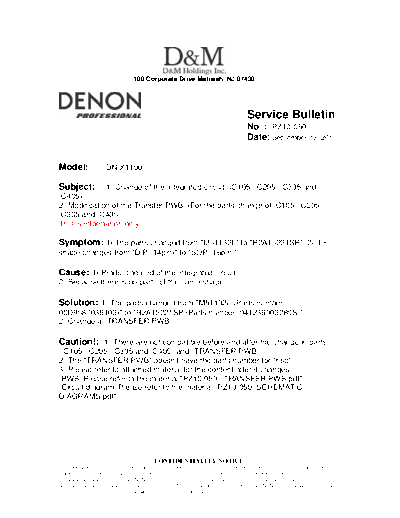 Service Bulletin PZ10-050