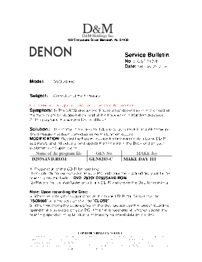 Service Bulletin OST-F1278