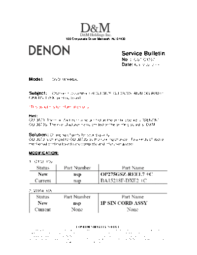 Service Bulletin OST-C1367
