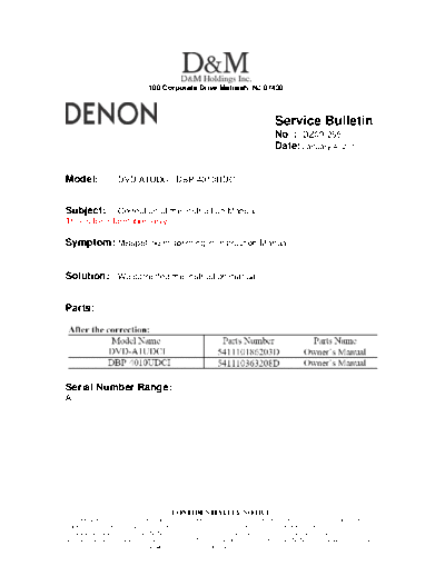 Service Bulletin DZ09-255