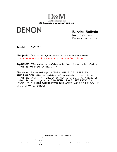 Service Bulletin OST-C1485-1