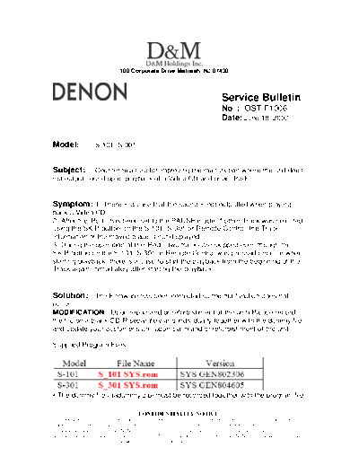 Service Bulletin OST-F1006