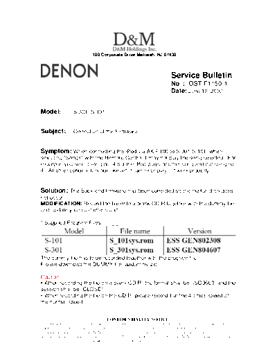 Service Bulletin OST-F1150-1