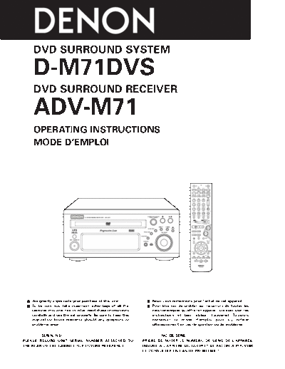 Инструкция D-M71DVS & ADV-M71