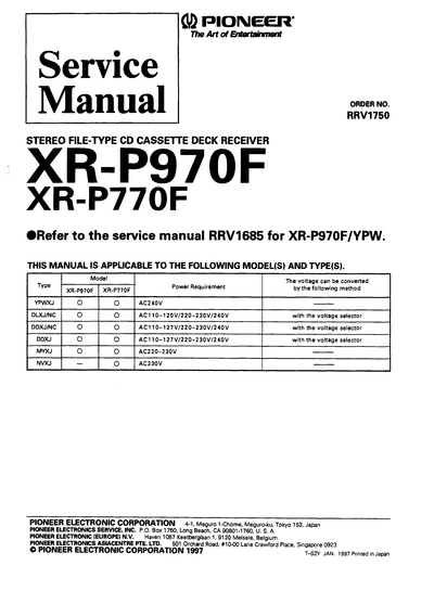 PIONEER XR-P770F_P970F