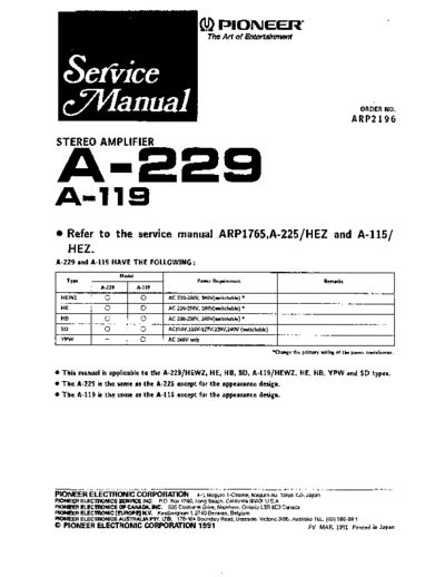 Pioneer A-119, A-229