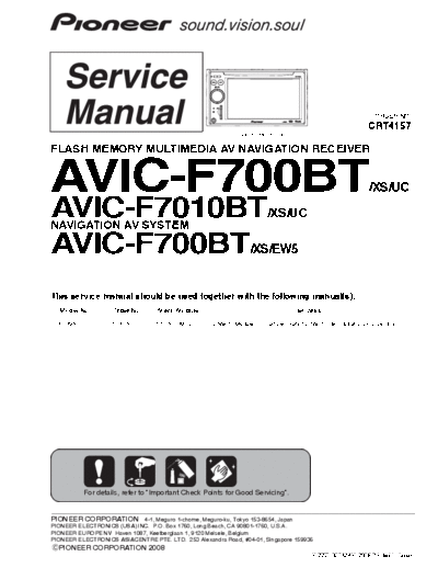 Pioneer AVIC-F700BT, AVIC-F7010BT