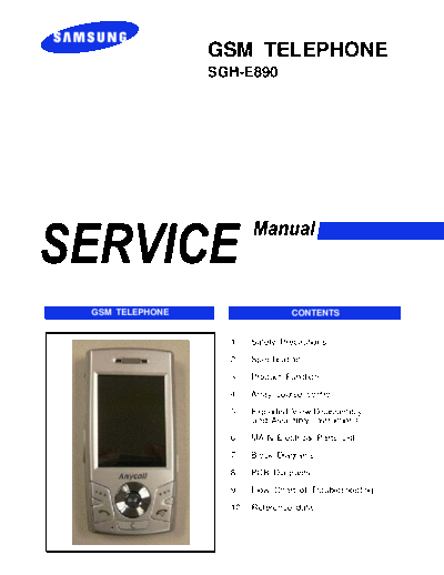 Samsung SGH-E890 service manual