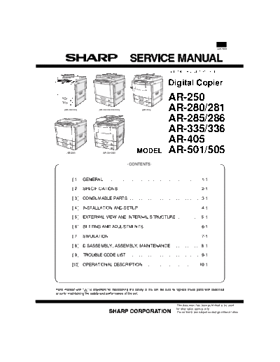 Sharp AR 505 Service Manual