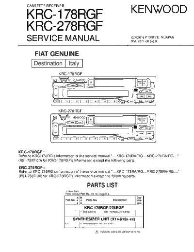 KRC-178RGF & KRC-278RGF