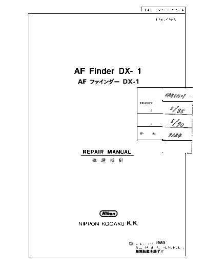 Nikon F3 AF DX1 Manual Repair