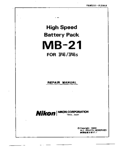 Manual Repair Nikon F4 MB21