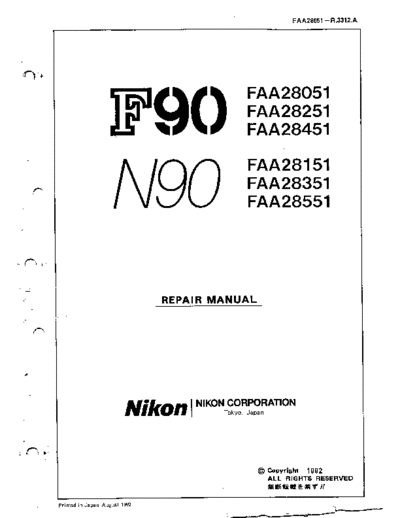 Nikon F90 N90 Manual Repair