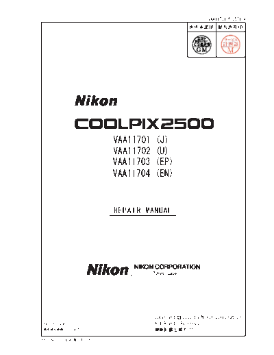 Coolpix 2500 Repair Manual