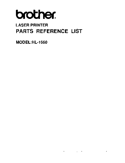 Brother HL-1660 Parts Manual