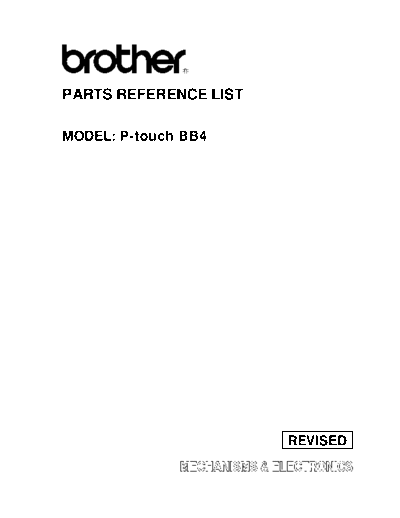 Brother P-touch bb4 Parts Manual