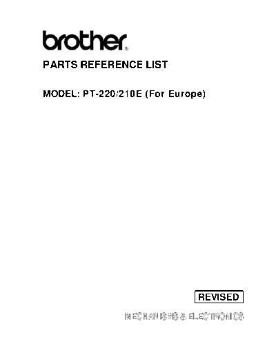 Brother PT-210e, 220 Parts Manual