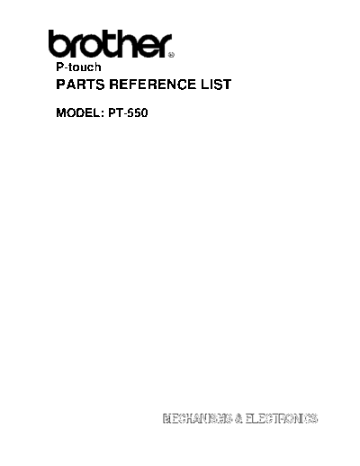 Brother PT-550 Parts Manual