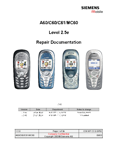 SIEMENS A60, C60, C61, MC60