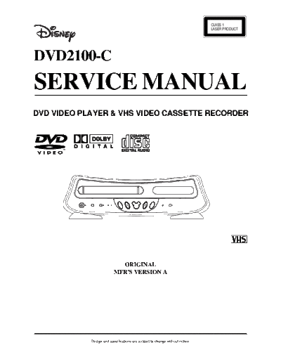 Disney_DVD_Player_and_VCR_DVD2100-C_Parts_and_Service_Manual
