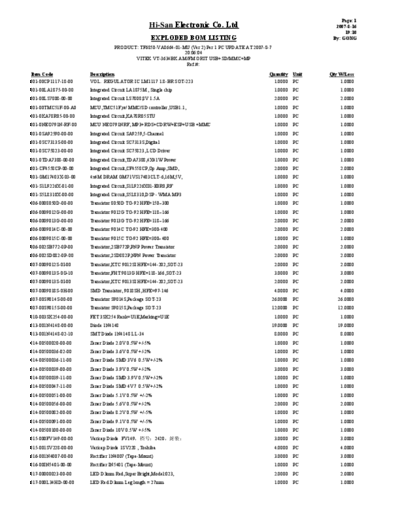 VITEK TF6850USB PART LIST