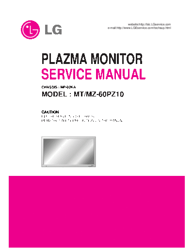 LG MZ-60PZ10 Plasma TV Service Manual