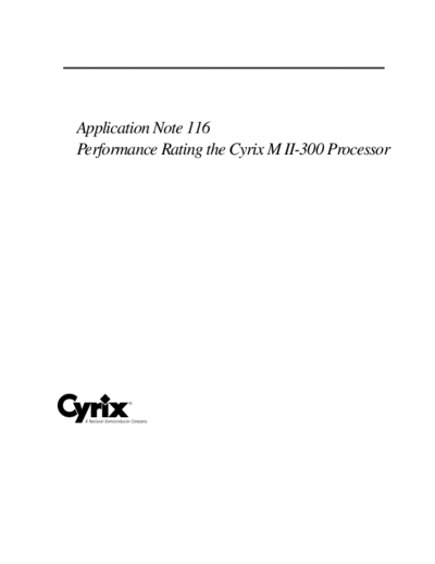 Application Note 116 Performance Rating the Cyrix M II-300 Processor