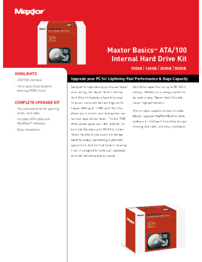 Maxtor Basics™ ATA100 Hard Drive Kit