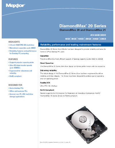 Maxtor DiamondMax 20 and 21