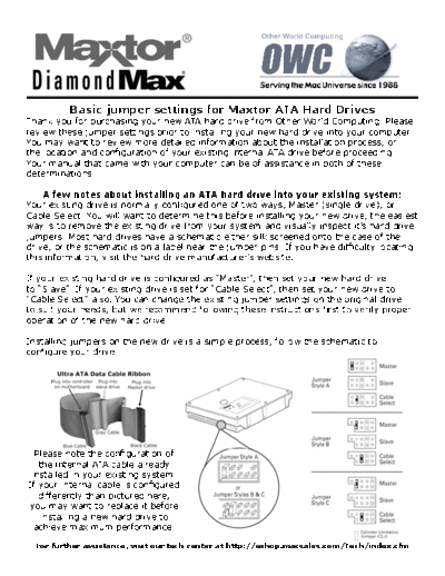 Maxtor HDD Jumper Settings