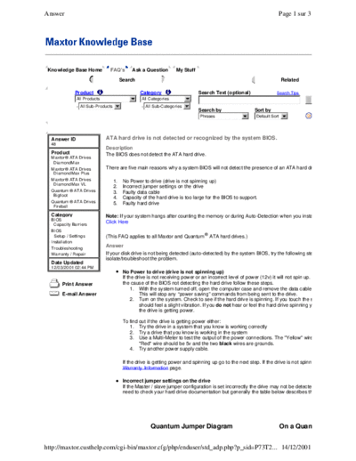 Maxtor Knowledge Base