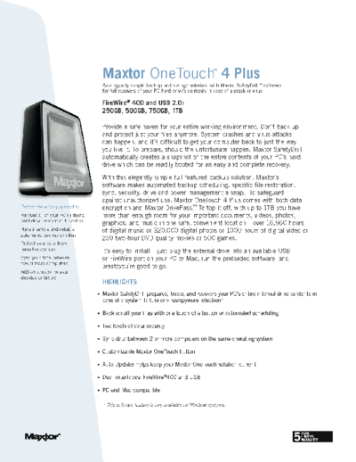 Maxtor One Touch 4 Plus Manual